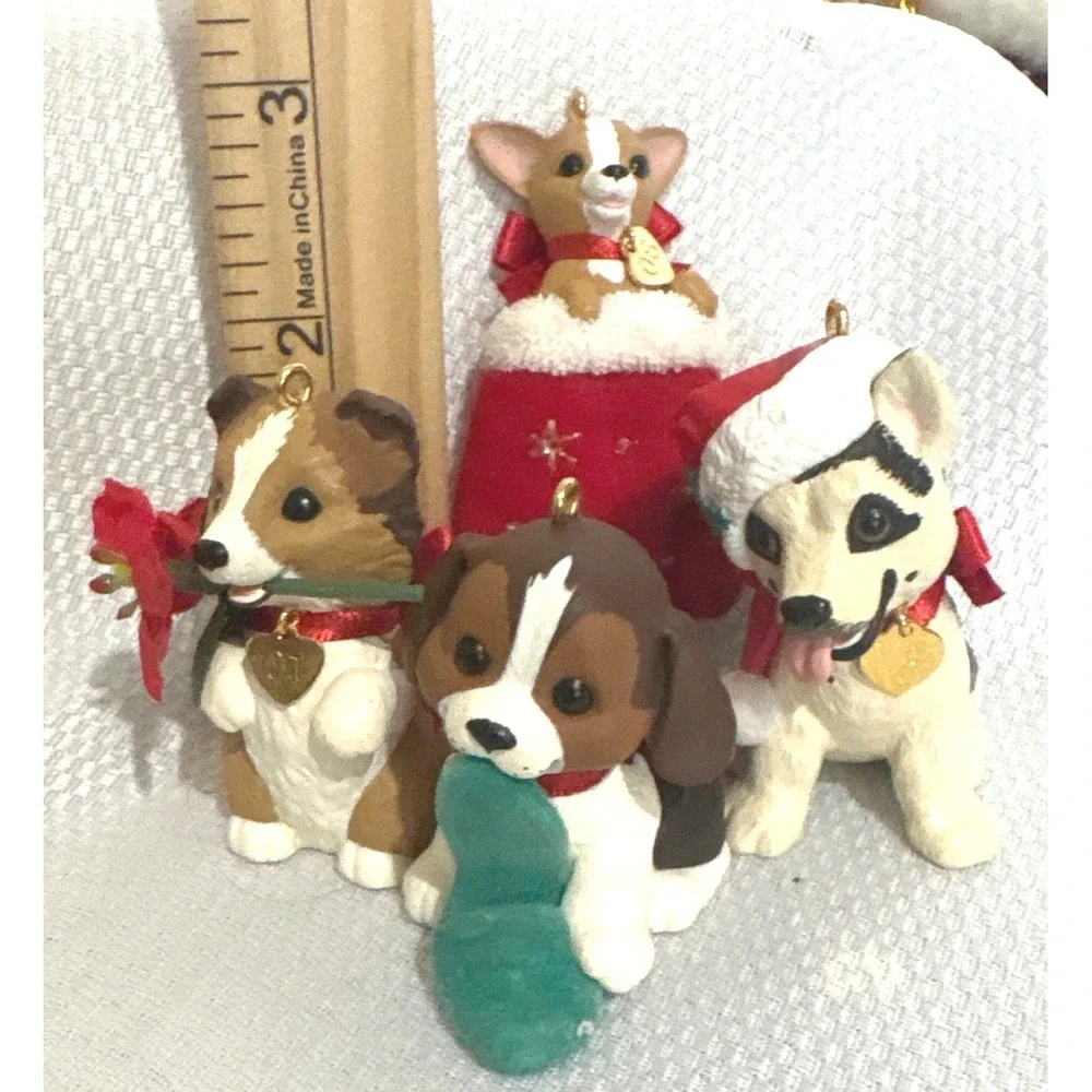 Hallmark Keepsake Puppy Love Ornaments Lot of 4 Dog Breeds 1999-2006 Christmas